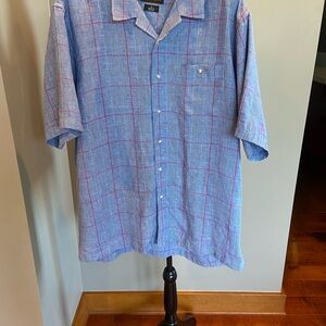 Paul Fredrick Blue and Red Plaid Shirt